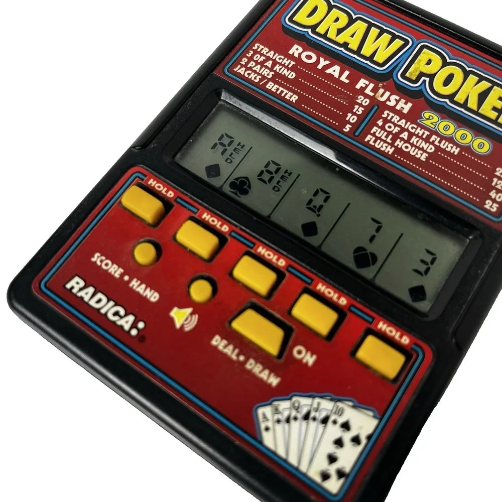 Vintage RADICA Draw‎ Poker Royal Flush 2000 Handheld Electronic Game Working